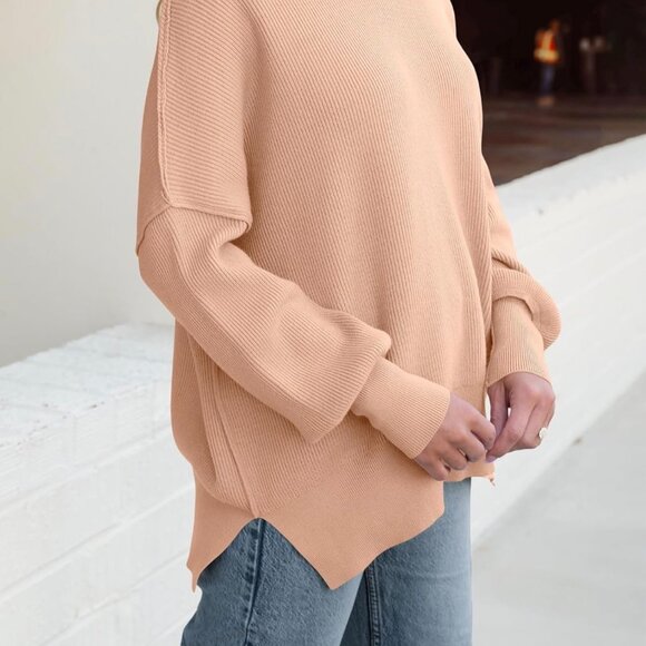 ANRABESS Oversized Batwing Sleeve Crewneck Sweater Flush Pink NWOT Size S - Picture 2 of 9